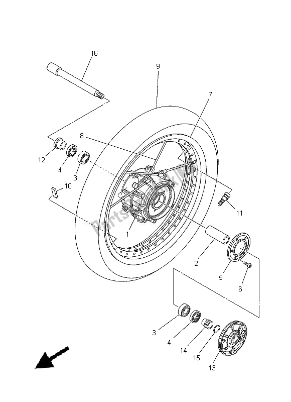 Toutes les pièces pour le Roue Avant du Yamaha XT 1200Z 2014