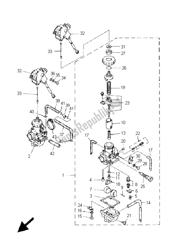 All parts for the Carburetor of the Yamaha YFZ 350 Banshee 2009