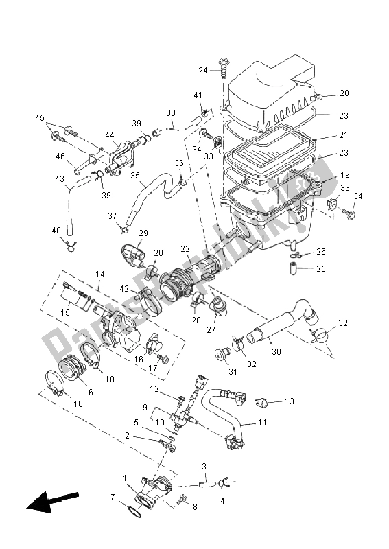 All parts for the Intake of the Yamaha YZF R 125 2011