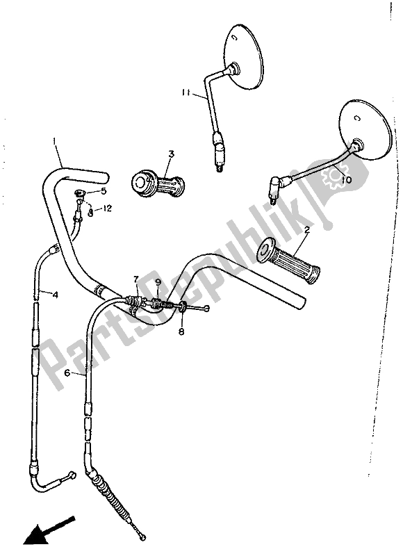 Wszystkie części do Uchwyt Kierownicy I Kabel Yamaha XV 535 SE Virago 1988