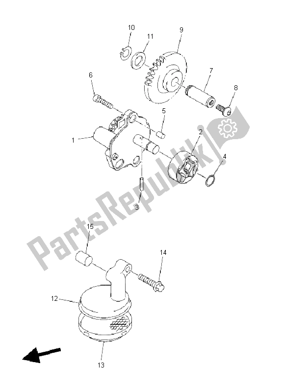 All parts for the Oil Pump of the Yamaha YZ 450F 2011