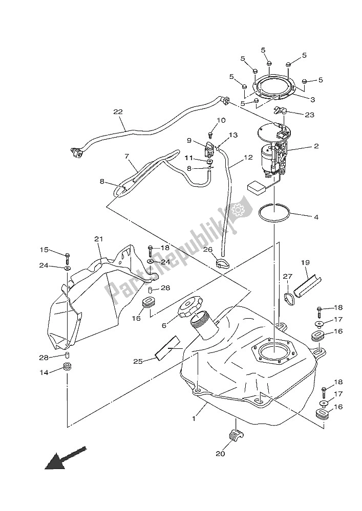 Todas las partes para Depósito De Combustible de Yamaha YFM 700 FWA Grizzly 4X4 2016
