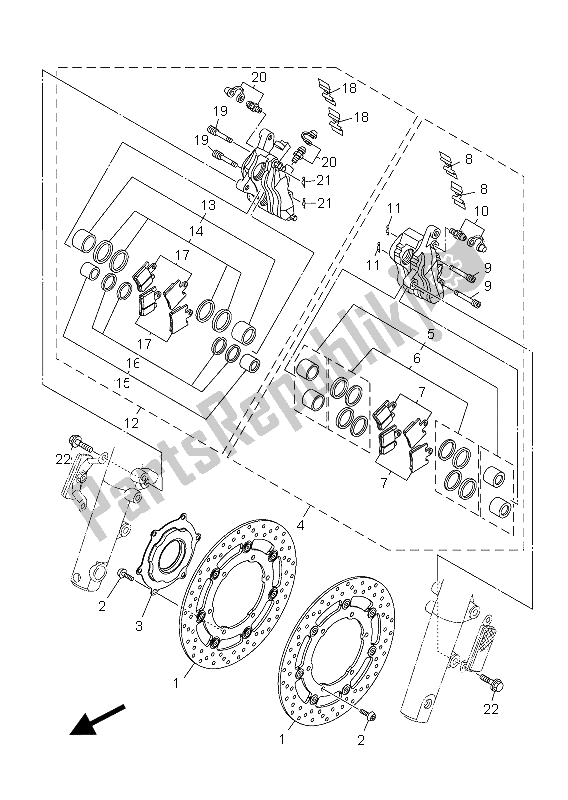 Tutte le parti per il Pinza Freno Anteriore del Yamaha XV 1900A 2012