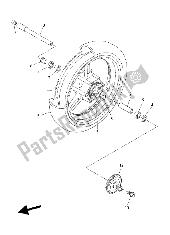 All parts for the Front Wheel of the Yamaha FJR 1300A 2006