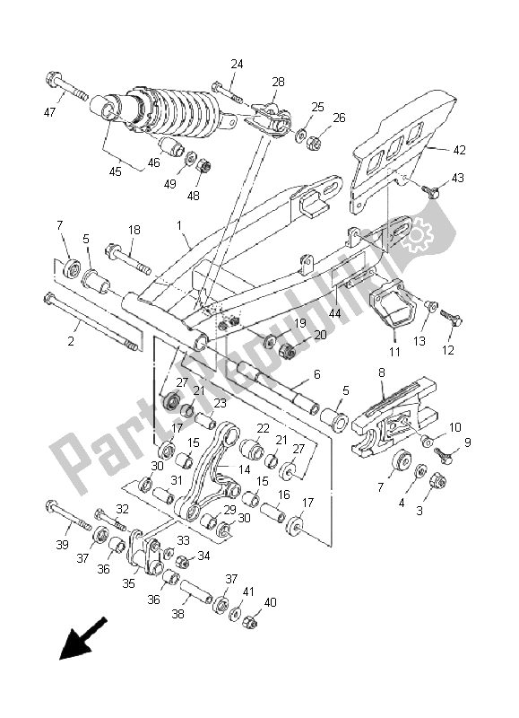 Todas las partes para Brazo Trasero Y Suspensión de Yamaha TT R 125 SW LW 2001