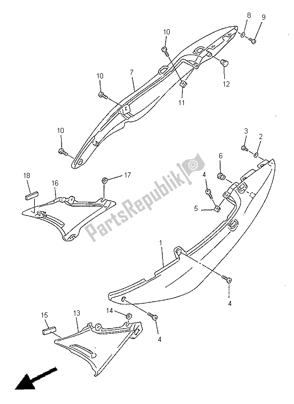 Tutte le parti per il Coperchio Laterale del Yamaha XJ 600S Diversion 1998