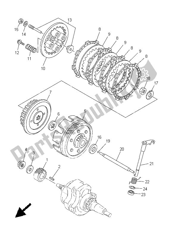 All parts for the Clutch of the Yamaha YBR 125 ED 2005