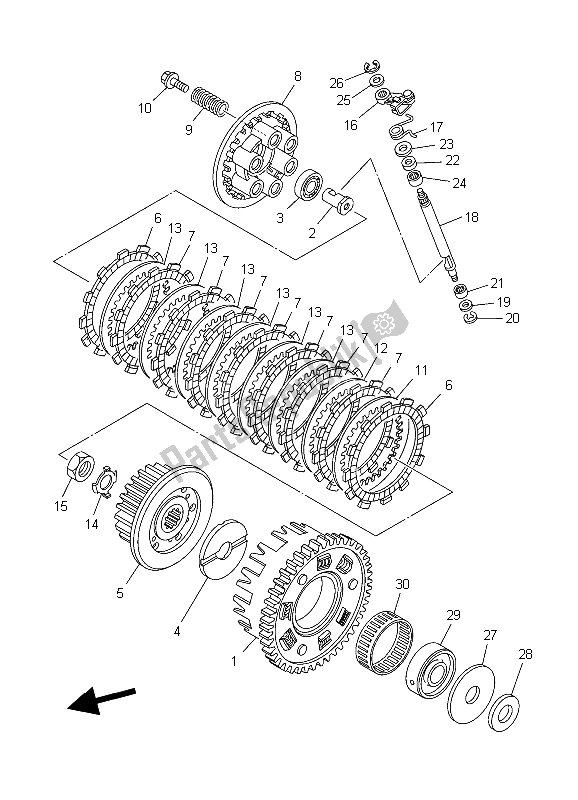 All parts for the Clutch of the Yamaha TDM 900 2006