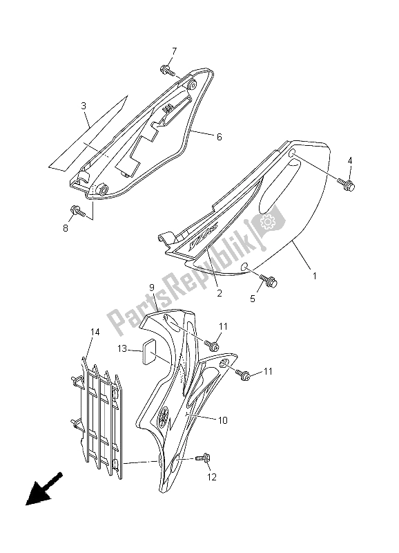 Todas as partes de Tampa Lateral do Yamaha YZ 85 SW LW 2005