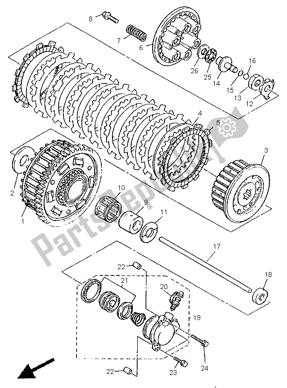 Toutes les pièces pour le Embrayage du Yamaha YZF 750 SP 1995