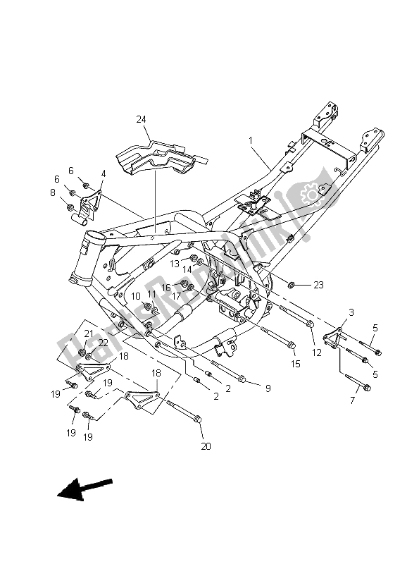 All parts for the Frame of the Yamaha YBR 250 2009