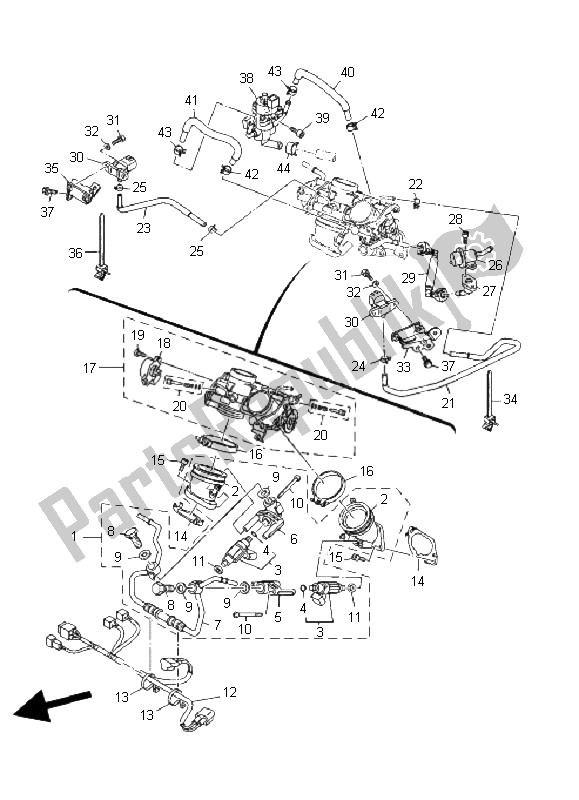 Alle onderdelen voor de Inname van de Yamaha MT 01S 1670 2009