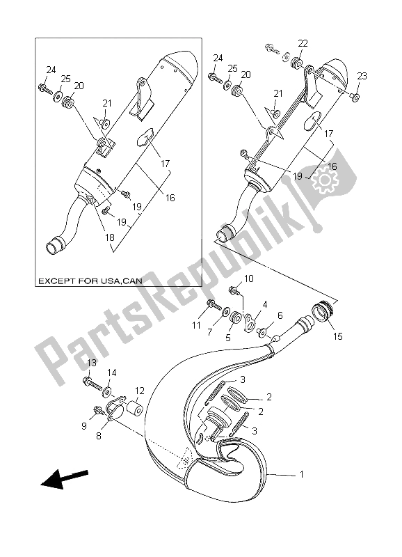All parts for the Exhaust of the Yamaha YZ 250 2006