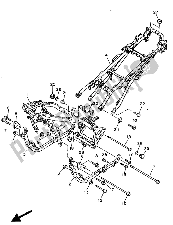 Toutes les pièces pour le Cadre du Yamaha FJ 1200 1990