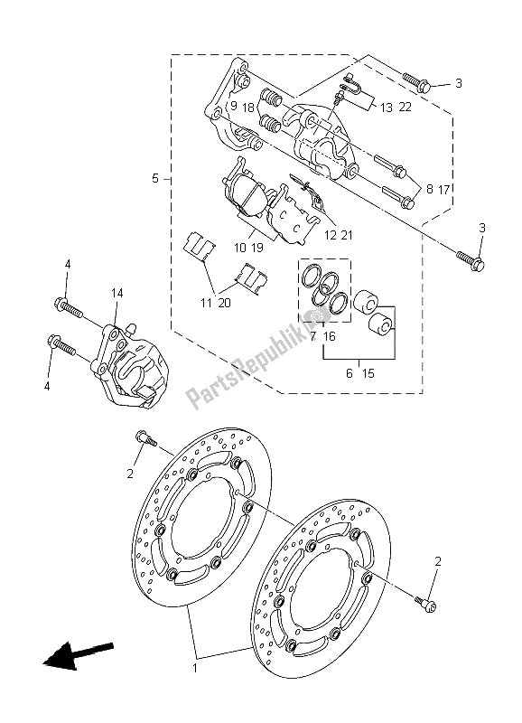 All parts for the Front Brake Caliper of the Yamaha XJ6 SY 600 2009