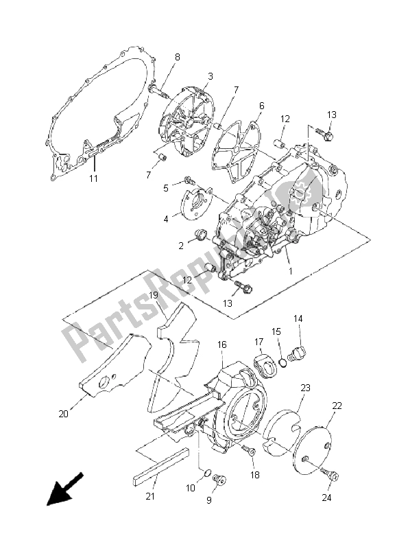 All parts for the Crankcase Cover 1 of the Yamaha XP 500 T MAX 2009