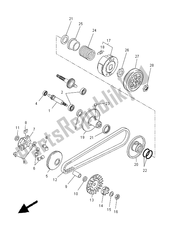 All parts for the Clutch of the Yamaha YN 50 FU 2014