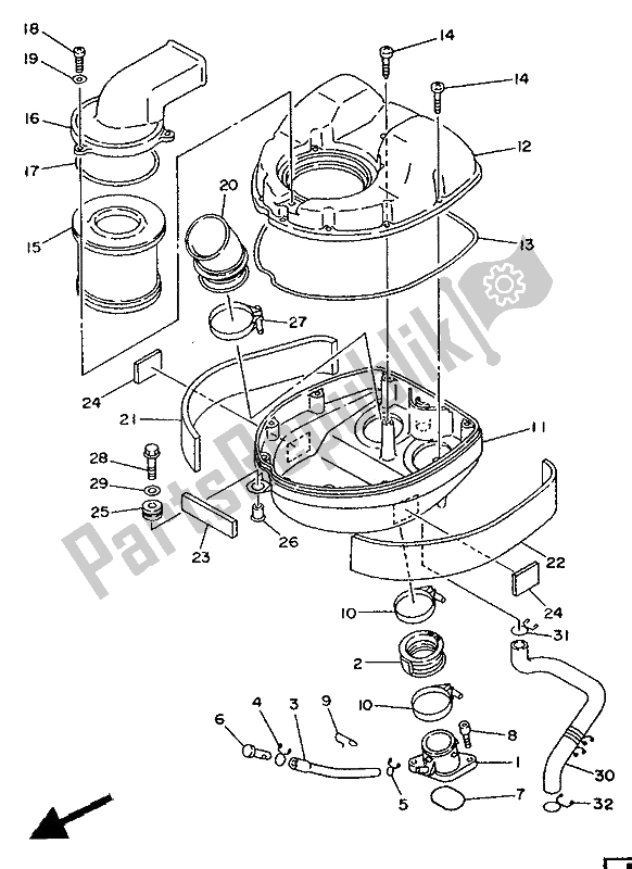 All parts for the Intake of the Yamaha TDM 850 1994