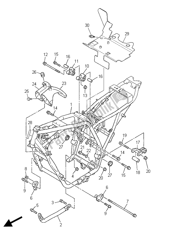 All parts for the Frame of the Yamaha XJR 1300C 2015