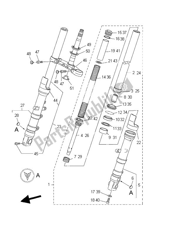 Tutte le parti per il Forcella Anteriore del Yamaha MT 03 25 KW 660 2006