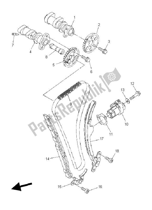 Tutte le parti per il Albero A Camme E Catena del Yamaha WR 250R 2011