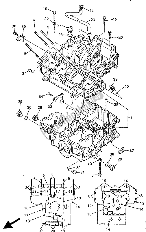 All parts for the Crankcase of the Yamaha YZF 750 SP 1993