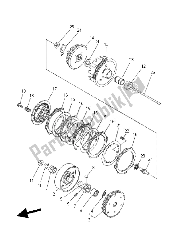 All parts for the Clutch of the Yamaha TT R 110E 2010