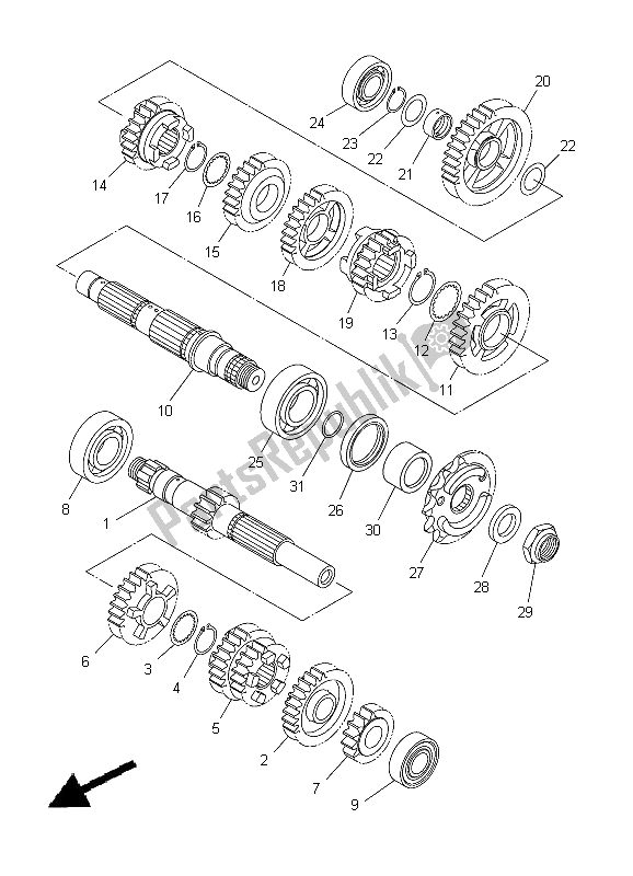 All parts for the Transmission of the Yamaha WR 250X 2012