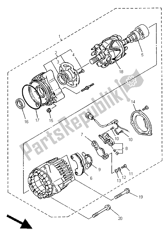All parts for the Generator of the Yamaha XJ 900S Diversion 1998