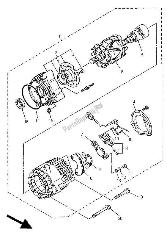 All parts for the Generator of the Yamaha XJ 900S Diversion 1998