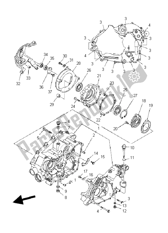 Todas as partes de Bloco Do Motor do Yamaha YFM 450 FA Kodiak 4X4 2006