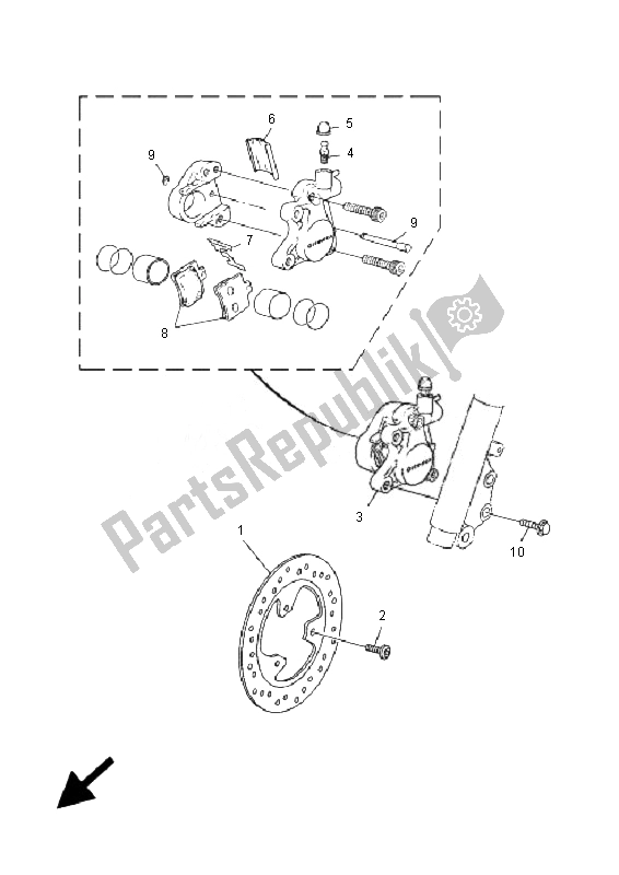 Toutes les pièces pour le étrier De Frein Avant du Yamaha CS 50 RR LC JOG 2007