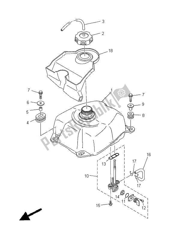 Alle onderdelen voor de Benzinetank van de Yamaha YFM 125F Grizzly 2X4 2013