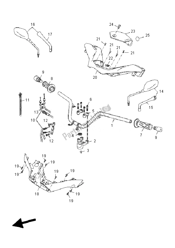 Tutte le parti per il Maniglia E Cavo Dello Sterzo del Yamaha YP 125R X MAX 2010