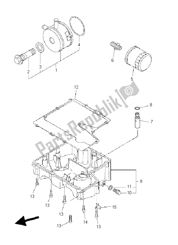 All parts for the Oil Cleaner of the Yamaha FZ6 NHG 600 2009