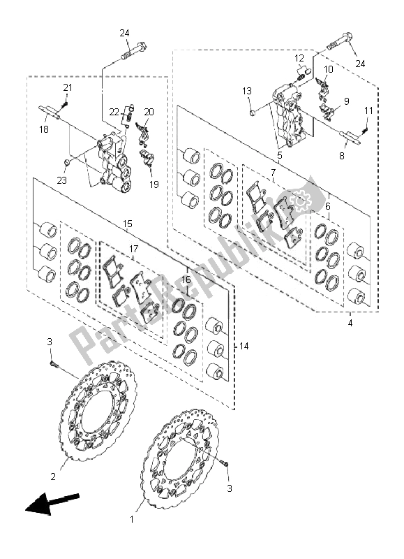 Tutte le parti per il Pinza Freno Anteriore del Yamaha VMX 17 1700 2010