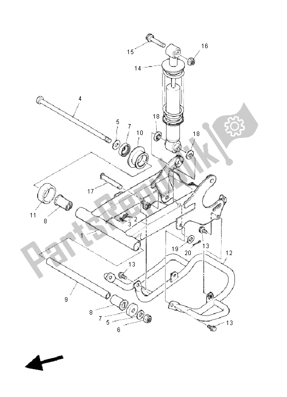 Toutes les pièces pour le Bras Arrière Et Suspension du Yamaha YFM 125 Breeze 2002