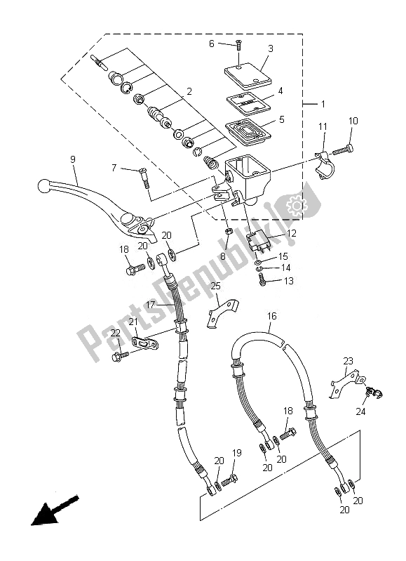 Alle onderdelen voor de Voorste Hoofdcilinder van de Yamaha XJ 6N 600 2014