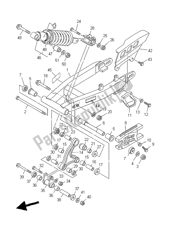 Toutes les pièces pour le Bras Arrière Et Suspension du Yamaha TT R 125 SW LW 2009