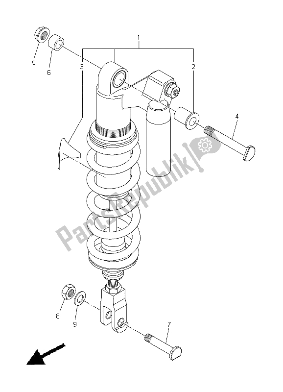 All parts for the Rear Suspension of the Yamaha WR 250X 2012