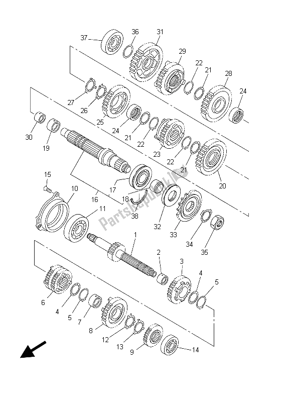 All parts for the Transmission of the Yamaha FZS 1000 S Fazer 2003