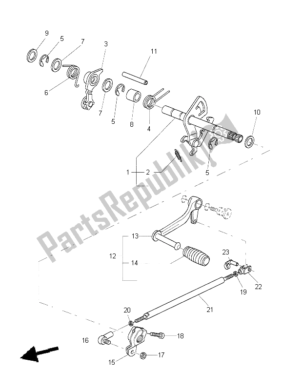 All parts for the Shift Shaft of the Yamaha BT 1100 Bulldog 2004