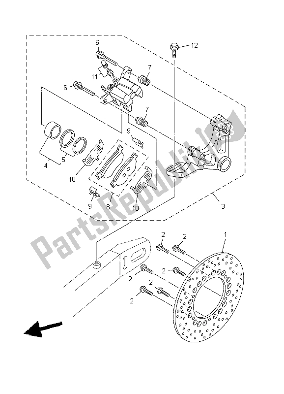 Alle onderdelen voor de Achter Remklauw van de Yamaha TDM 900 2009