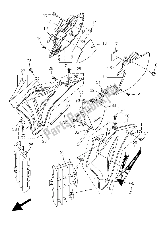 All parts for the Side Cover of the Yamaha WR 250F 2013