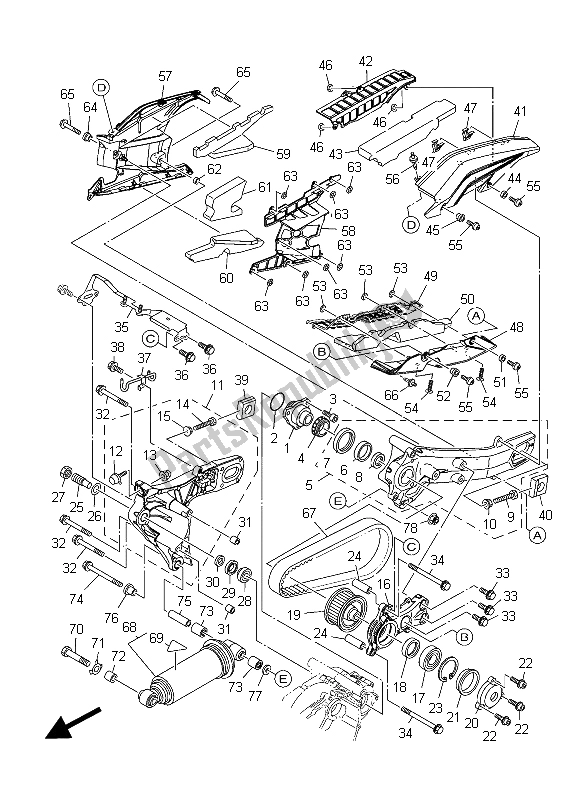 Toutes les pièces pour le Bras Arrière Et Suspension du Yamaha XP 500A 2015
