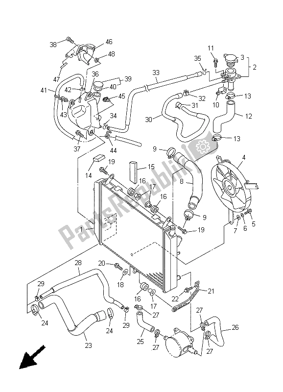 All parts for the Radiator & Hose of the Yamaha FJR 1300A 2005