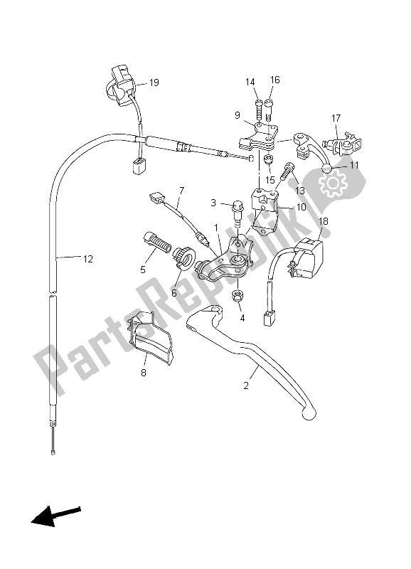 All parts for the Handle Switch & Lever of the Yamaha WR 450F 2004