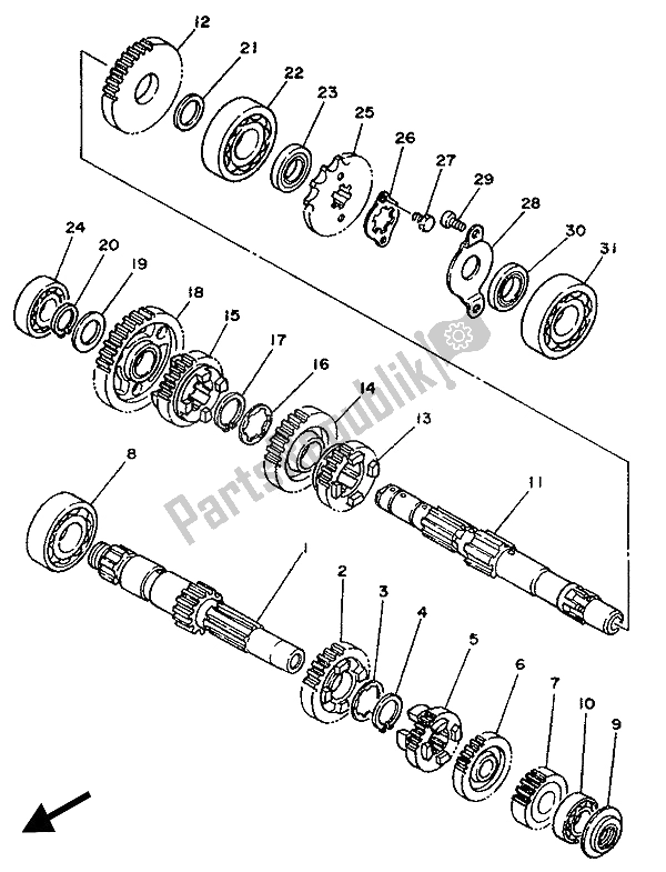 Tutte le parti per il Trasmissione del Yamaha TW 200E 1989