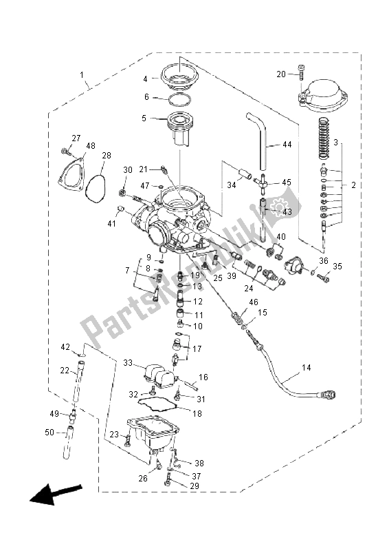 All parts for the Carburetor of the Yamaha YFM 350R 2011