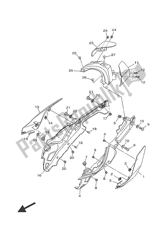 Todas as partes de Tampa Lateral do Yamaha MT 10 1000 2016